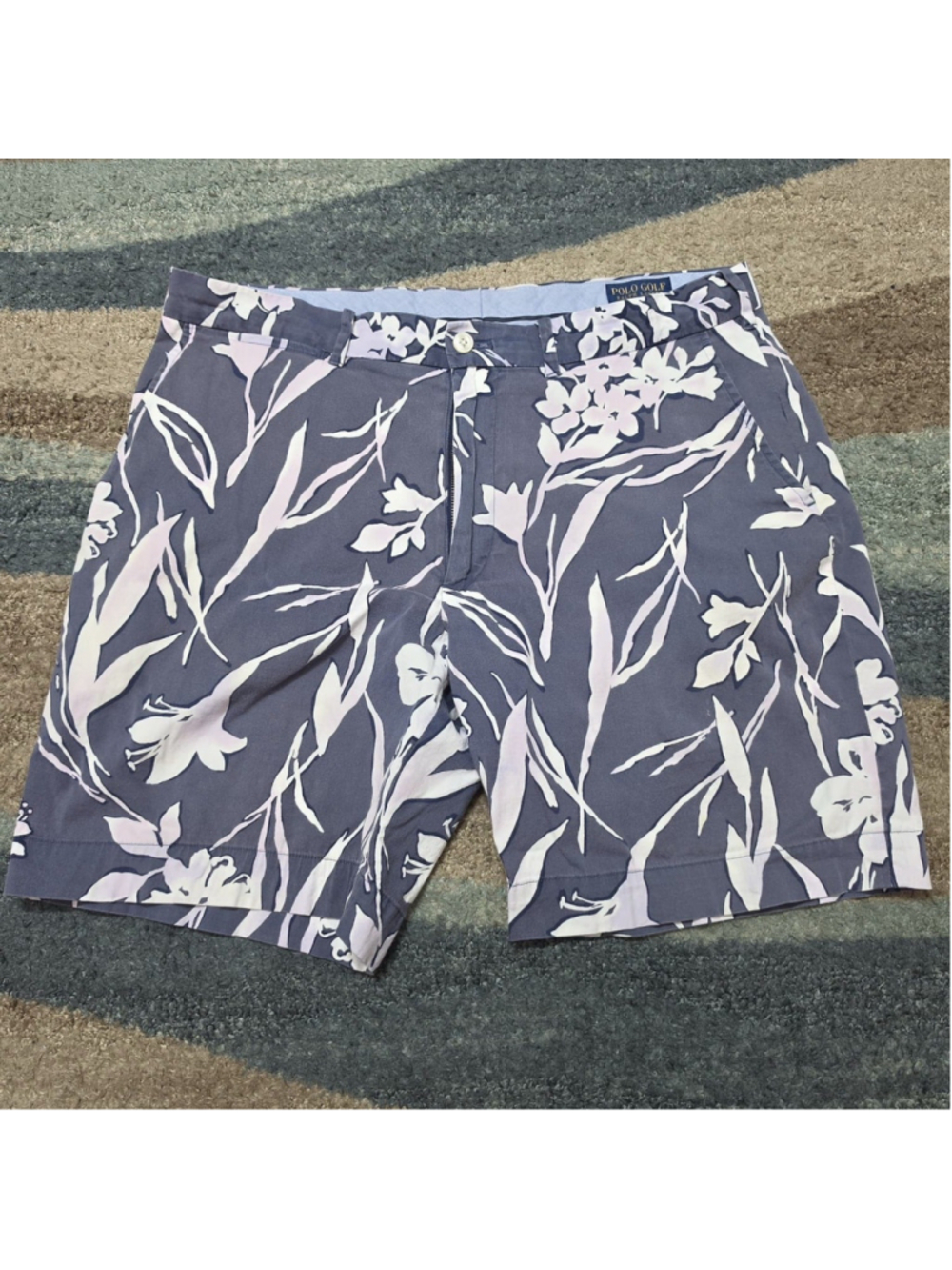 Polo Ralph Lauren Shorts Men 34 Blue Floral Stretch Straight Fit Chino